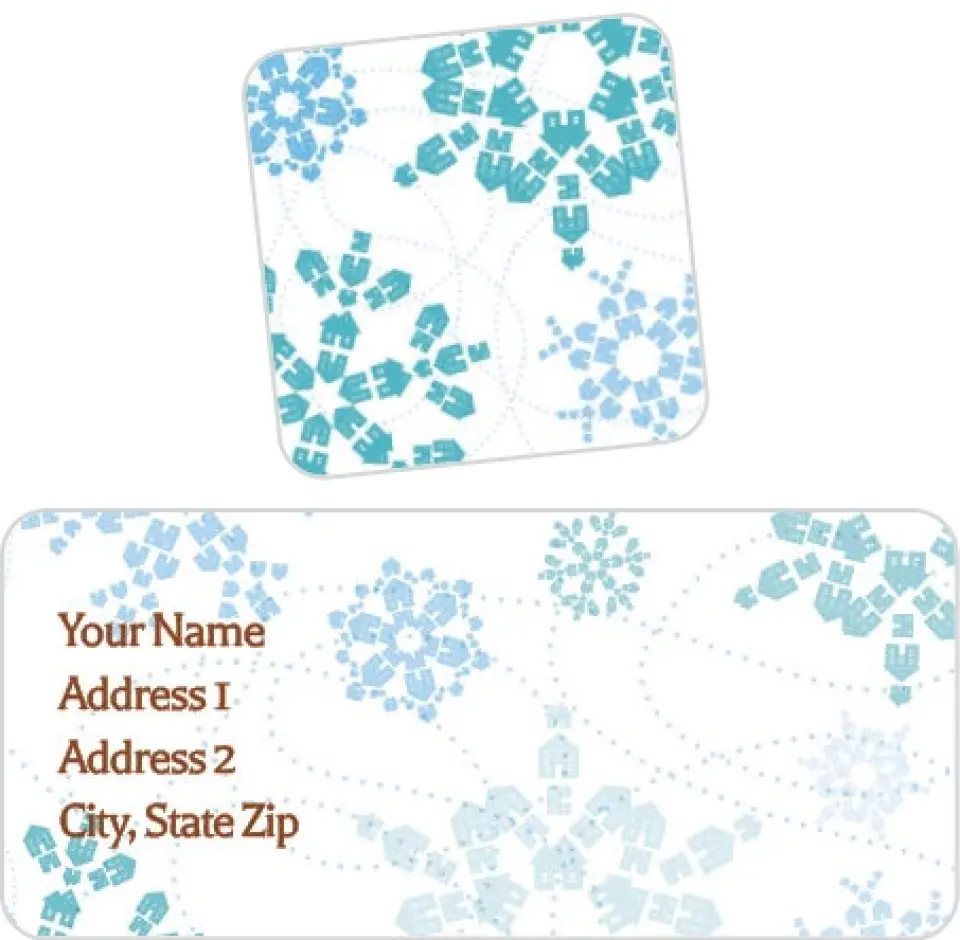 This is a 2¼" x 1" Labels; 1" x 1" Seals Return Address Label called From Our Home printed in full color