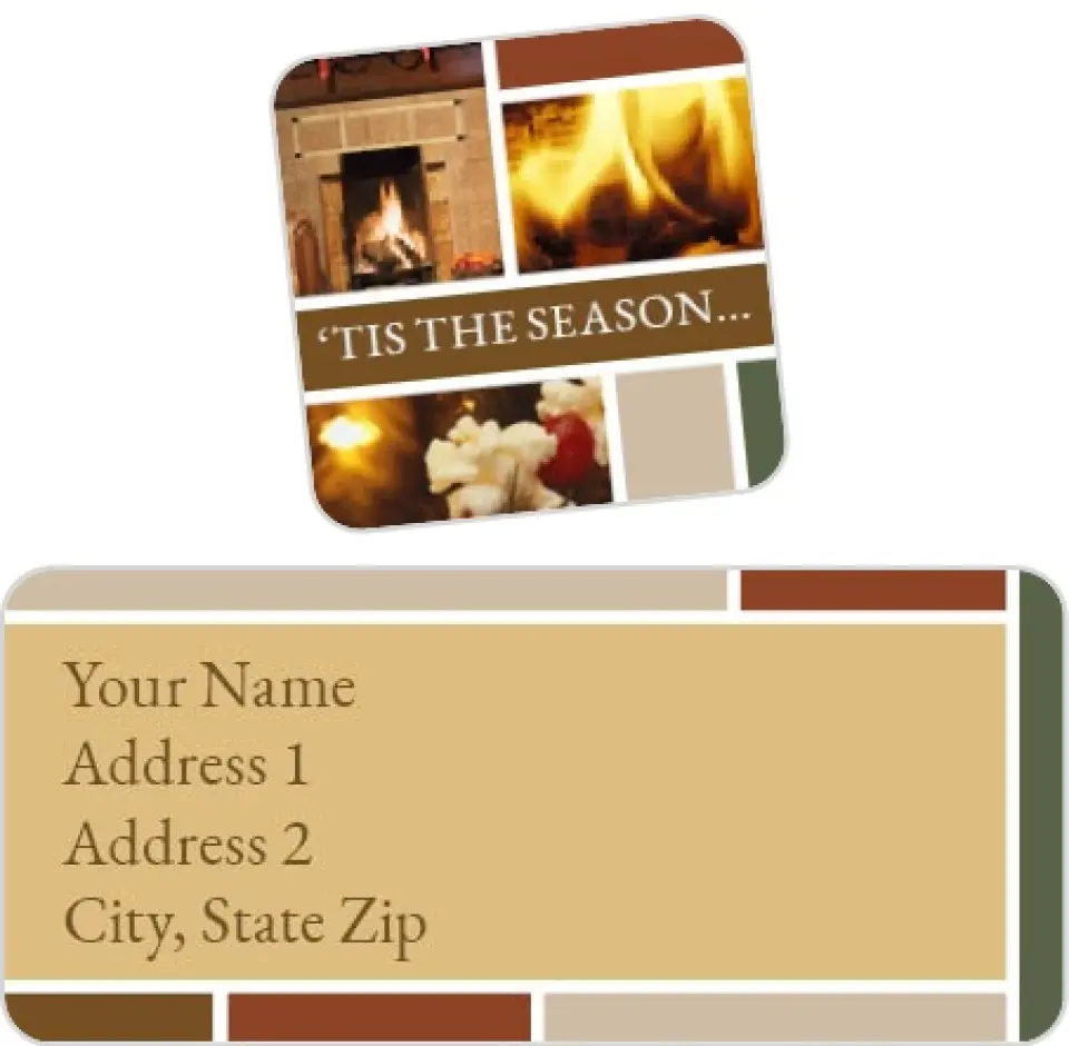 This is a 2¼" x 1" Labels; 1" x 1" Seals Return Address Label called 'Tis The Season printed in full color