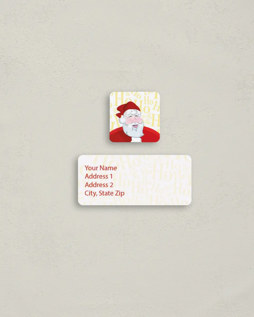 This is a 2¼" x 1" Labels; 1" x 1" Seals Return Address Label called Santa printed in full color