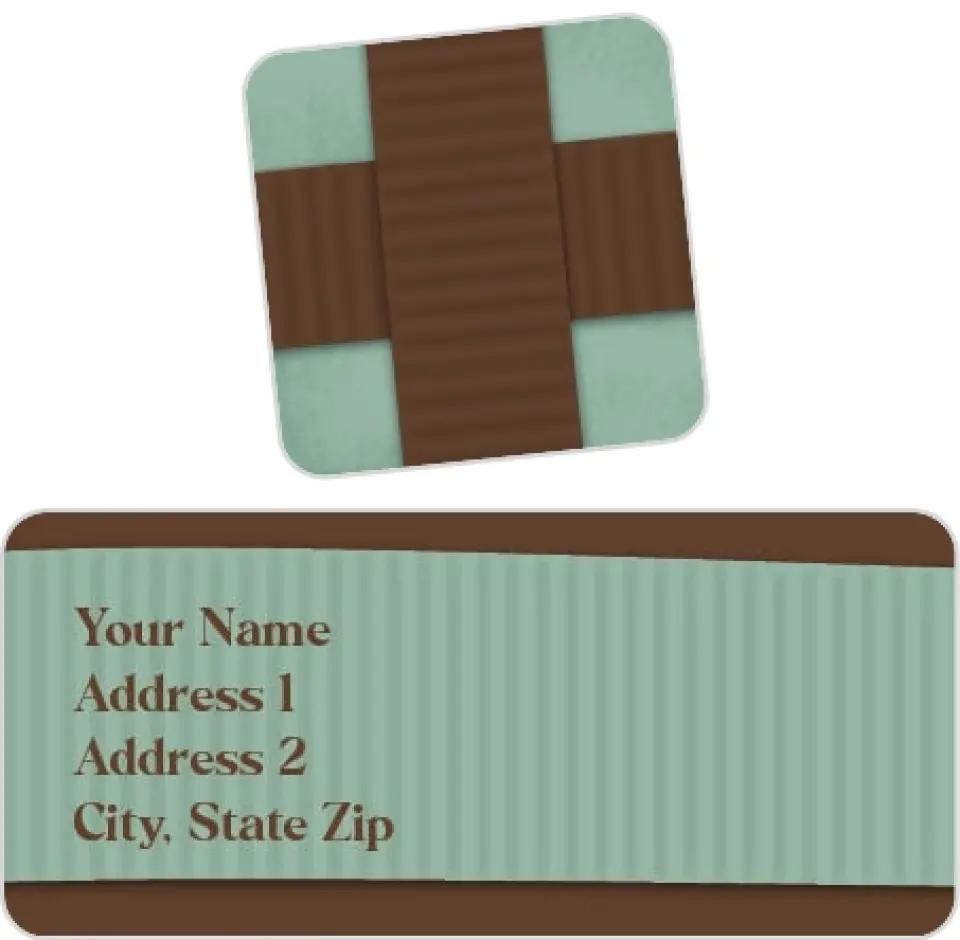 This is a 2¼" x 1" Labels; 1" x 1" Seals Return Address Label called Ribbon printed in full color