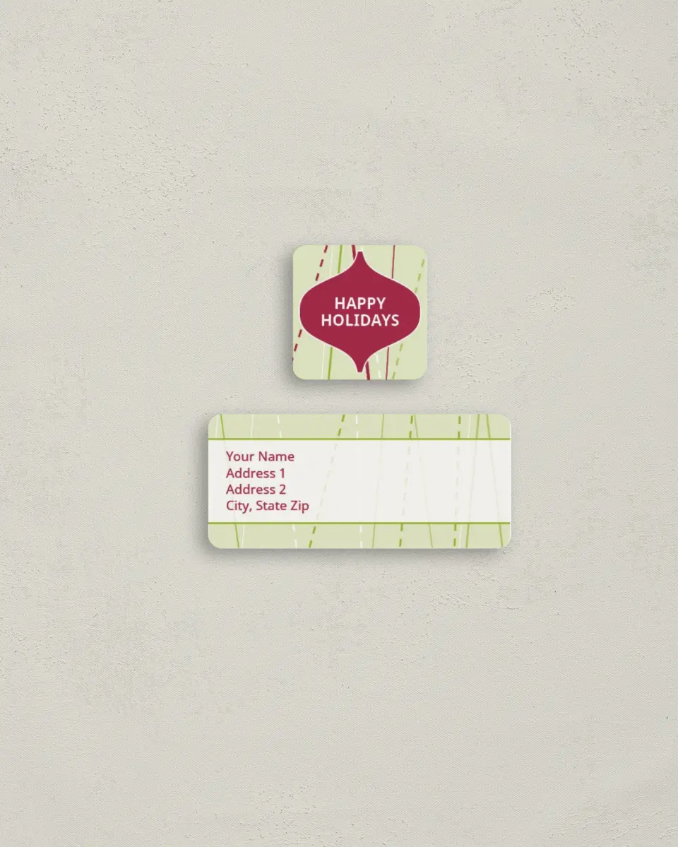 This is a 2¼" x 1" Labels; 1" x 1" Seals Return Address Label called Stripes printed in full color