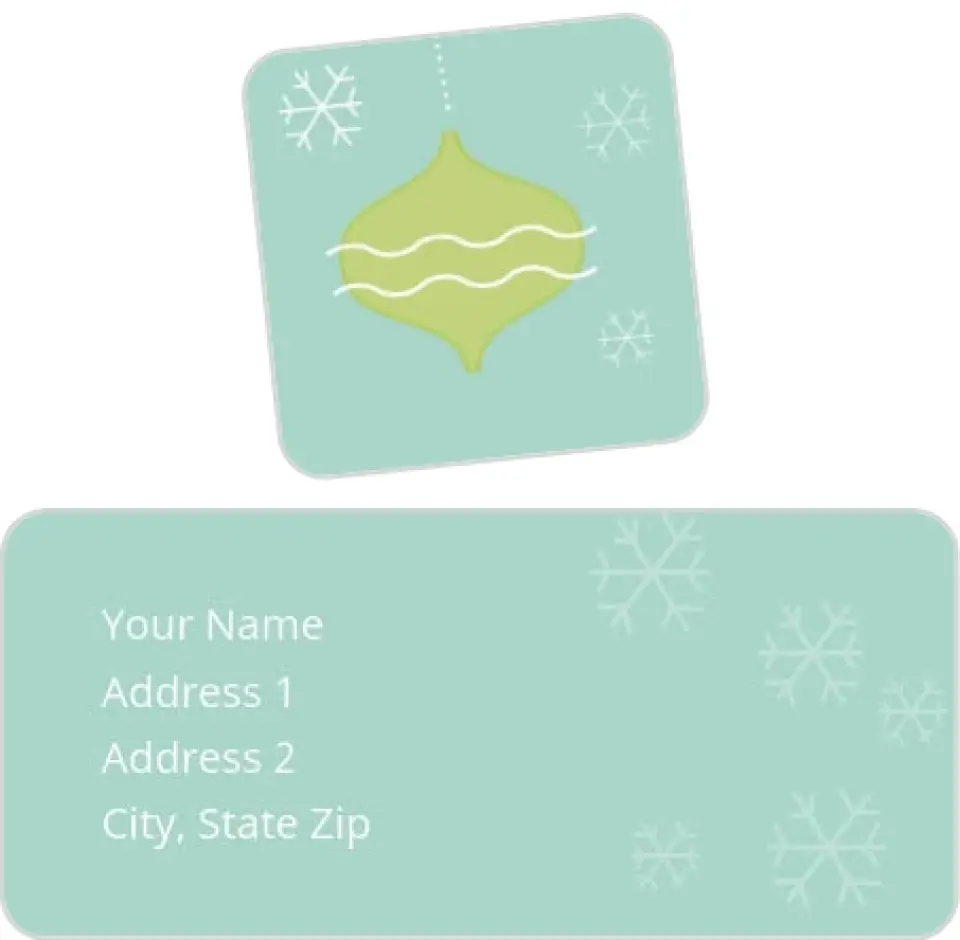 This is a 2¼" x 1" Labels; 1" x 1" Seals Return Address Label called Snowflake Tree printed in full color