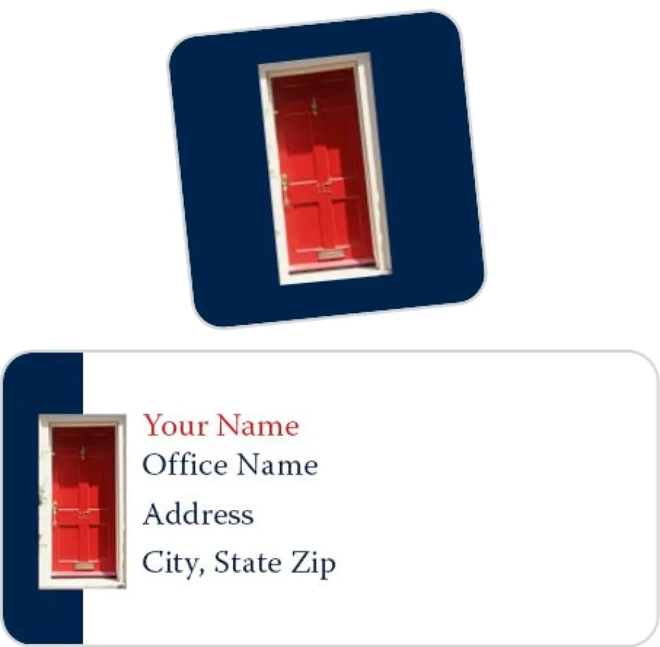 This is a 2¼" x 1" Labels; 1" x 1" Seals Return Address Label called Door printed in full color