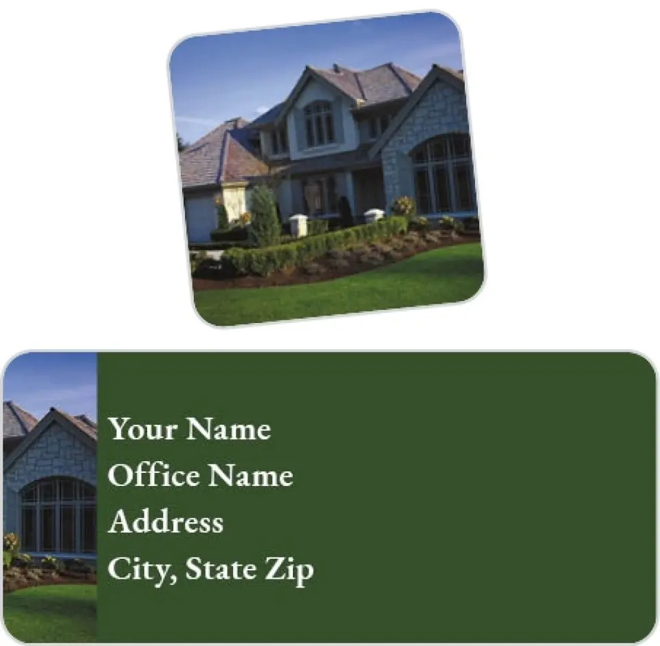 This is a 2¼" x 1" Labels; 1" x 1" Seals Return Address Label called House printed in full color
