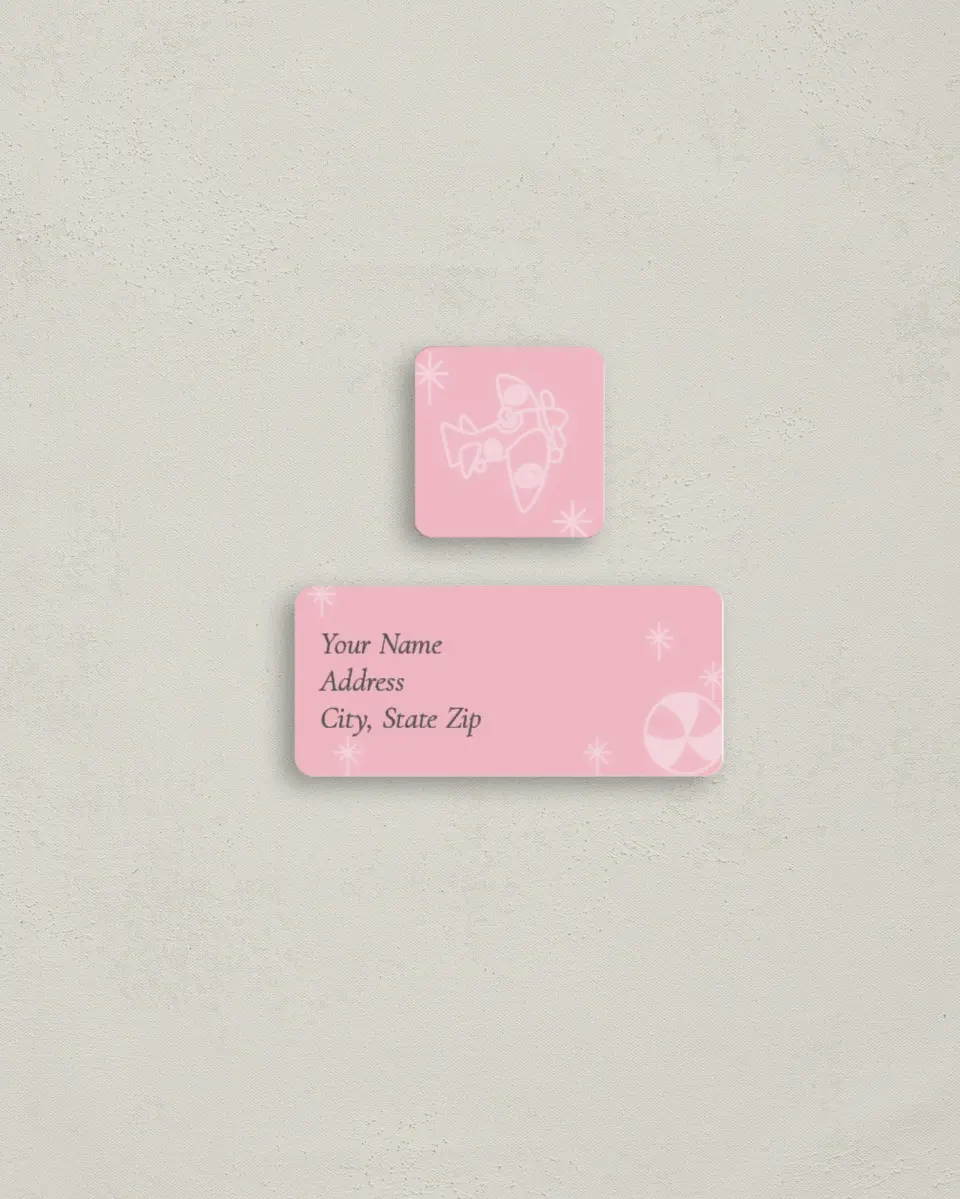 This is a 2¼" x 1" Labels; 1" x 1" Seals Return Address Label called Character Border printed in full color