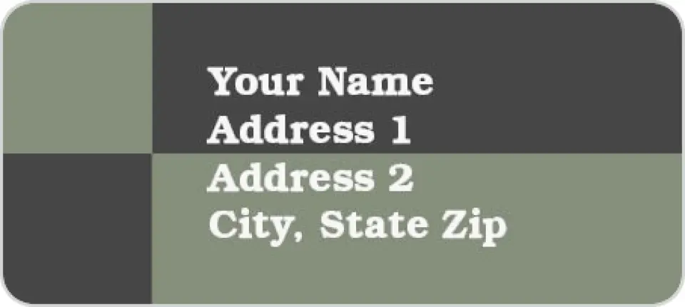 This is a 1" x 2¼" Address Label called Green Squares - Hands Holding House printed in full color