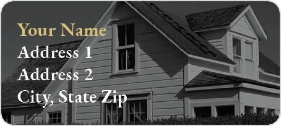 This is a 1" x 2¼" Address Label called Black & White House printed in full color