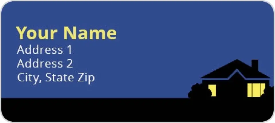 This is a 1" x 2¼" Address Label called House Silhouette, Important Dates printed in full color