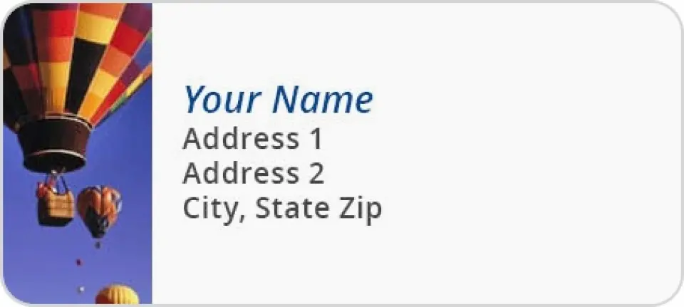 This is a 1" x 2¼" Address Label called Hot Air Balloon Banner printed in full color