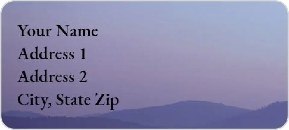 This is a 1" x 2¼" Address Label called Mountains at Dawn printed in full color