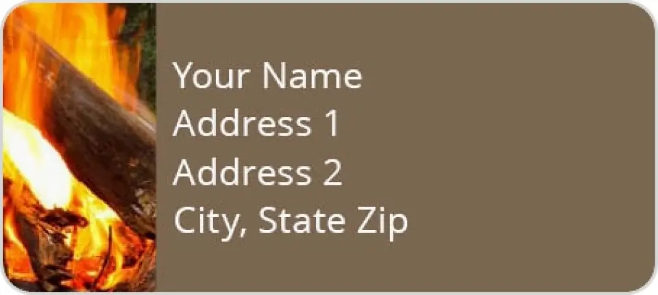 This is a 1" x 2¼" Address Label called Cozy Campfire printed in full color