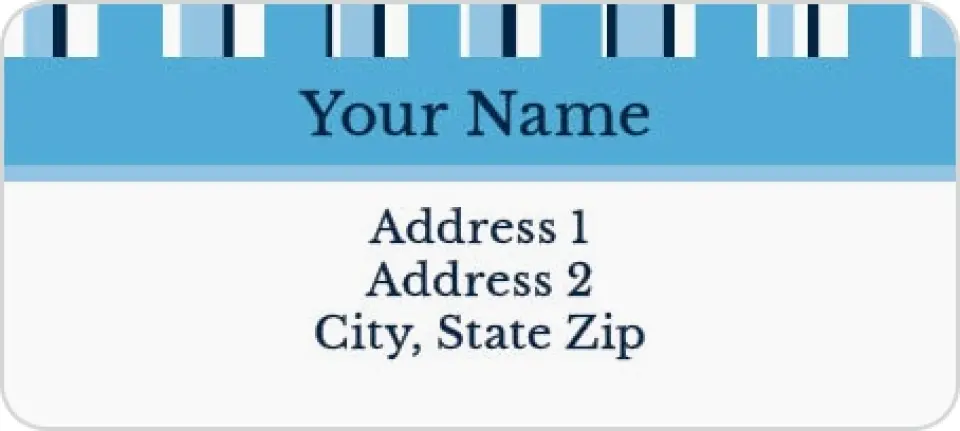 This is a 1" x 2¼" Address Label called Savvy Stripes printed in full color