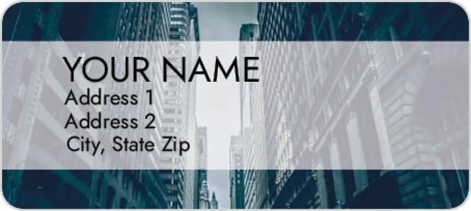 This is a 1" x 2¼" Address Label called City View printed in full color