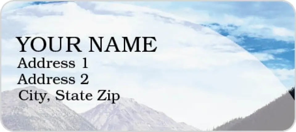 This is a 1" x 2¼" Address Label called Pristine Valley printed in full color