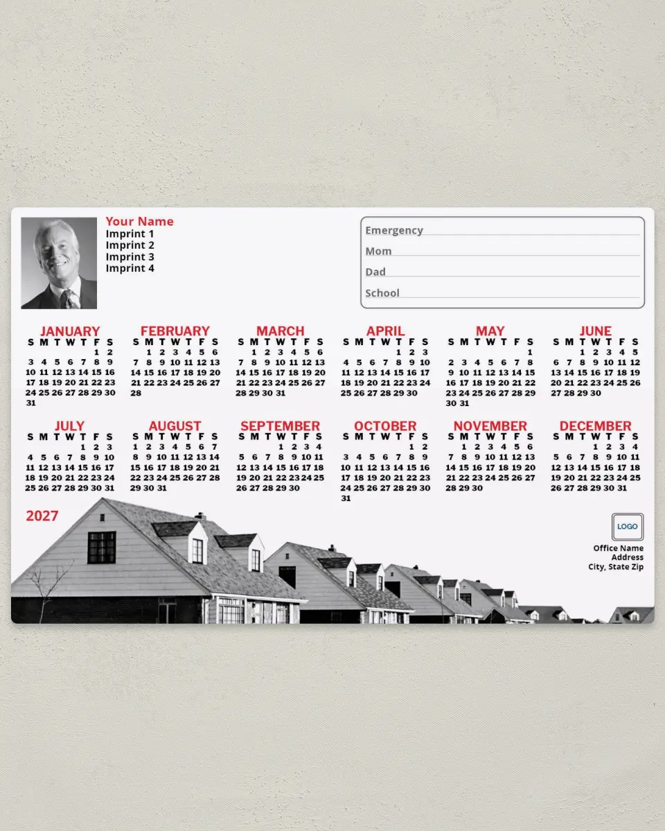 This is a 5½" x 8½" Full Magnet Calendar called Duplex Row printed in full color with a Standard Gloss finish