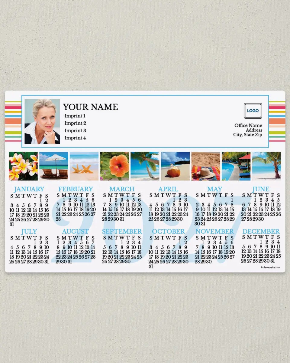 This is a 5½" x 8½" Full Magnet Calendar called Colorful Stripes printed in full color with a Standard Gloss finish