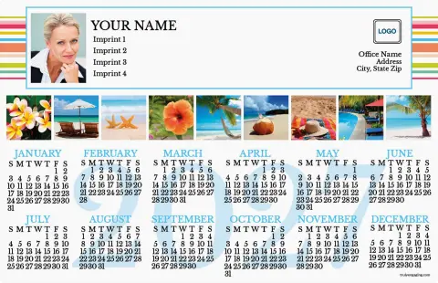 This is a 5½" x 8½" Full Magnet Calendar called Colorful Stripes printed in full color with a Standard Gloss finish