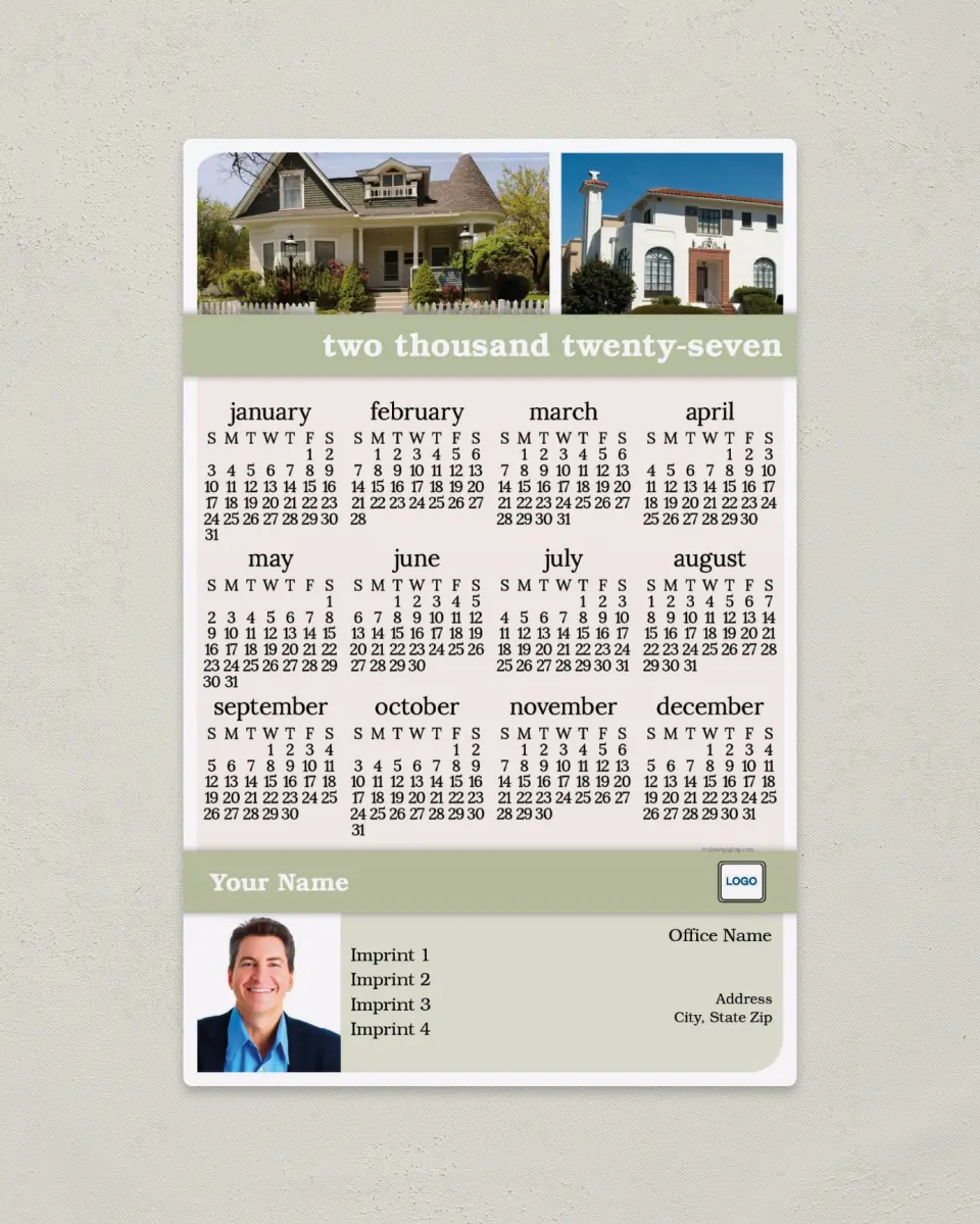This is a 5½" x 8½" Full Magnet Calendar called Modern Brand printed in full color with a Standard Gloss finish