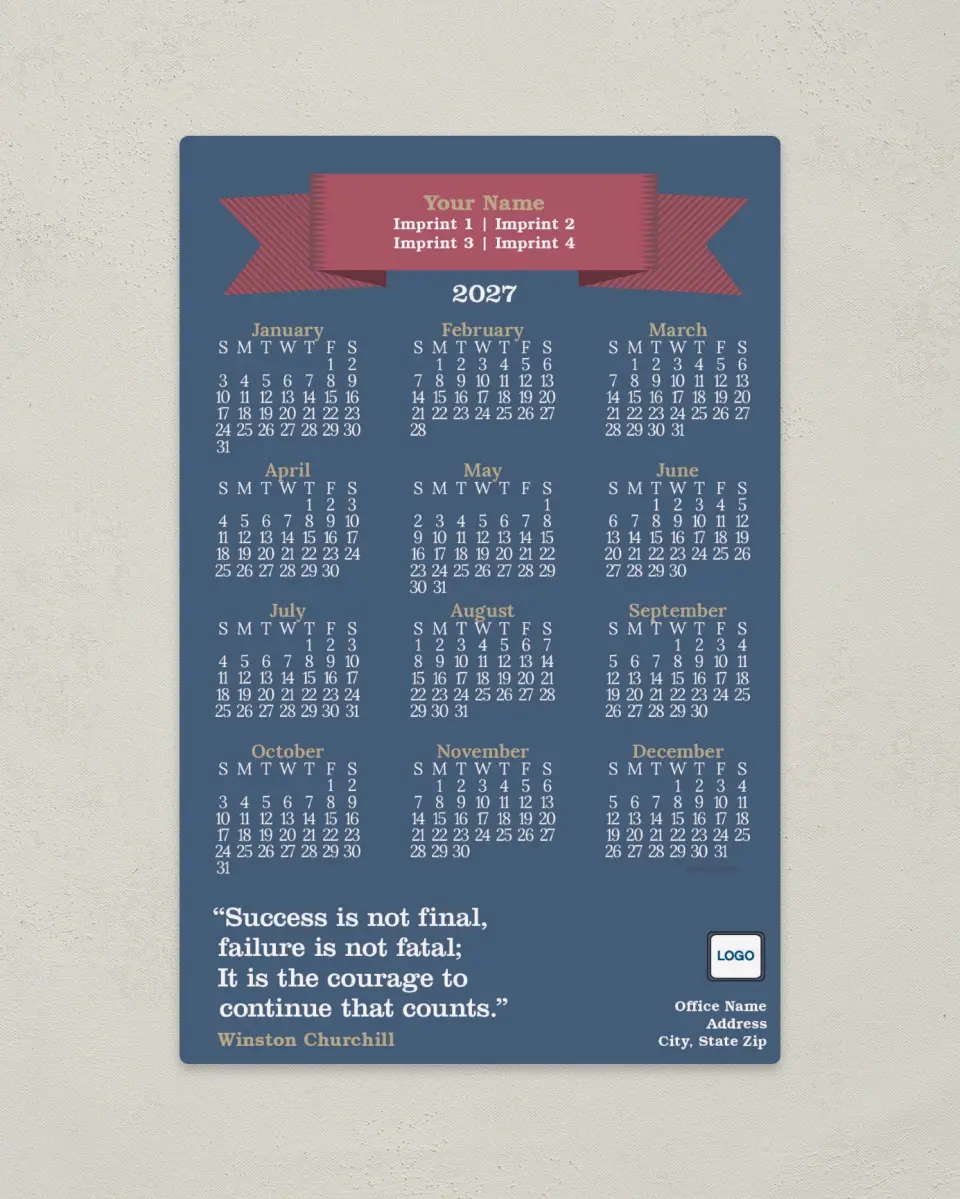 This is a 5½" x 8½" Full Magnet Calendar called Inspirational Quote with Banner printed in full color with a Standard Gloss finish