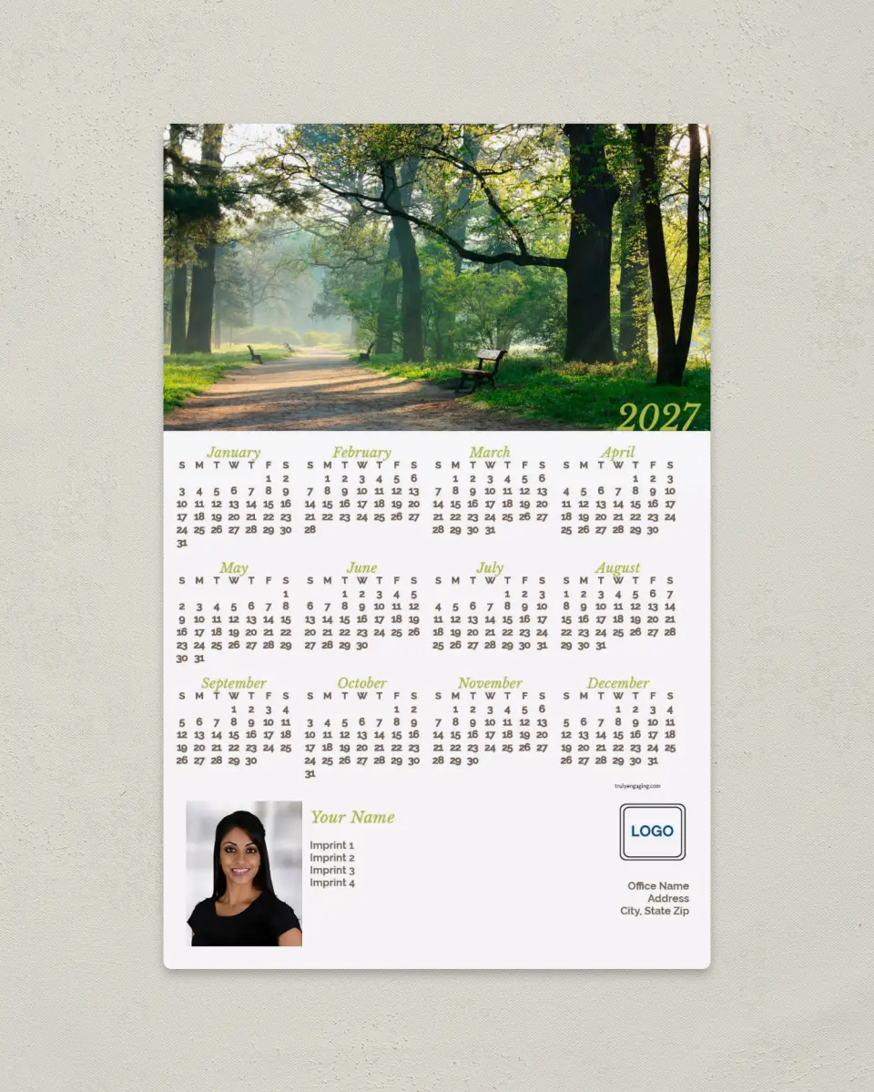 This is a 5½" x 8½" Full Magnet Calendar called Nature Path printed in full color with a Standard Gloss finish