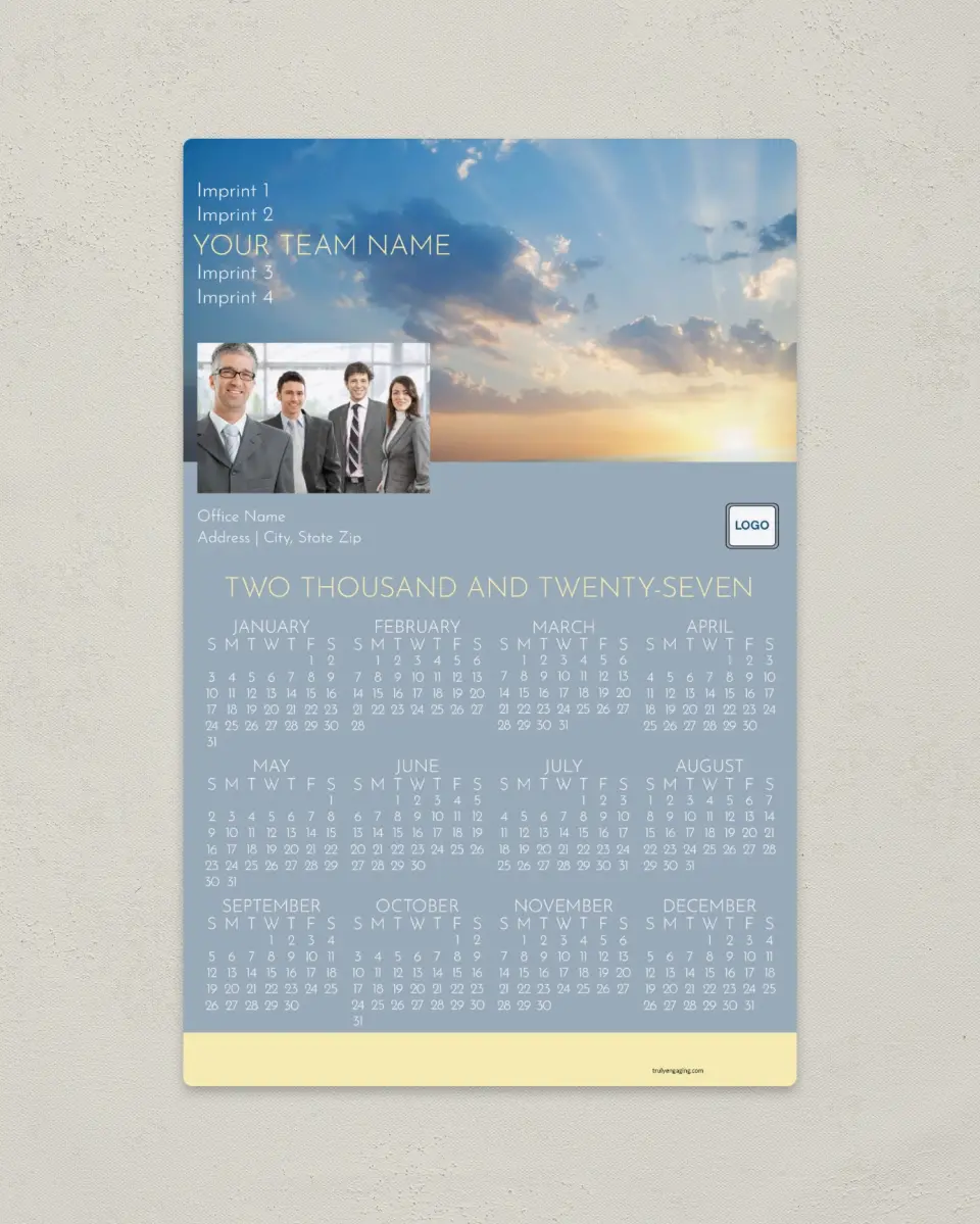 This is a 5½" x 8½" Full Magnet Calendar called Radiant Light printed in full color with a Standard Gloss finish