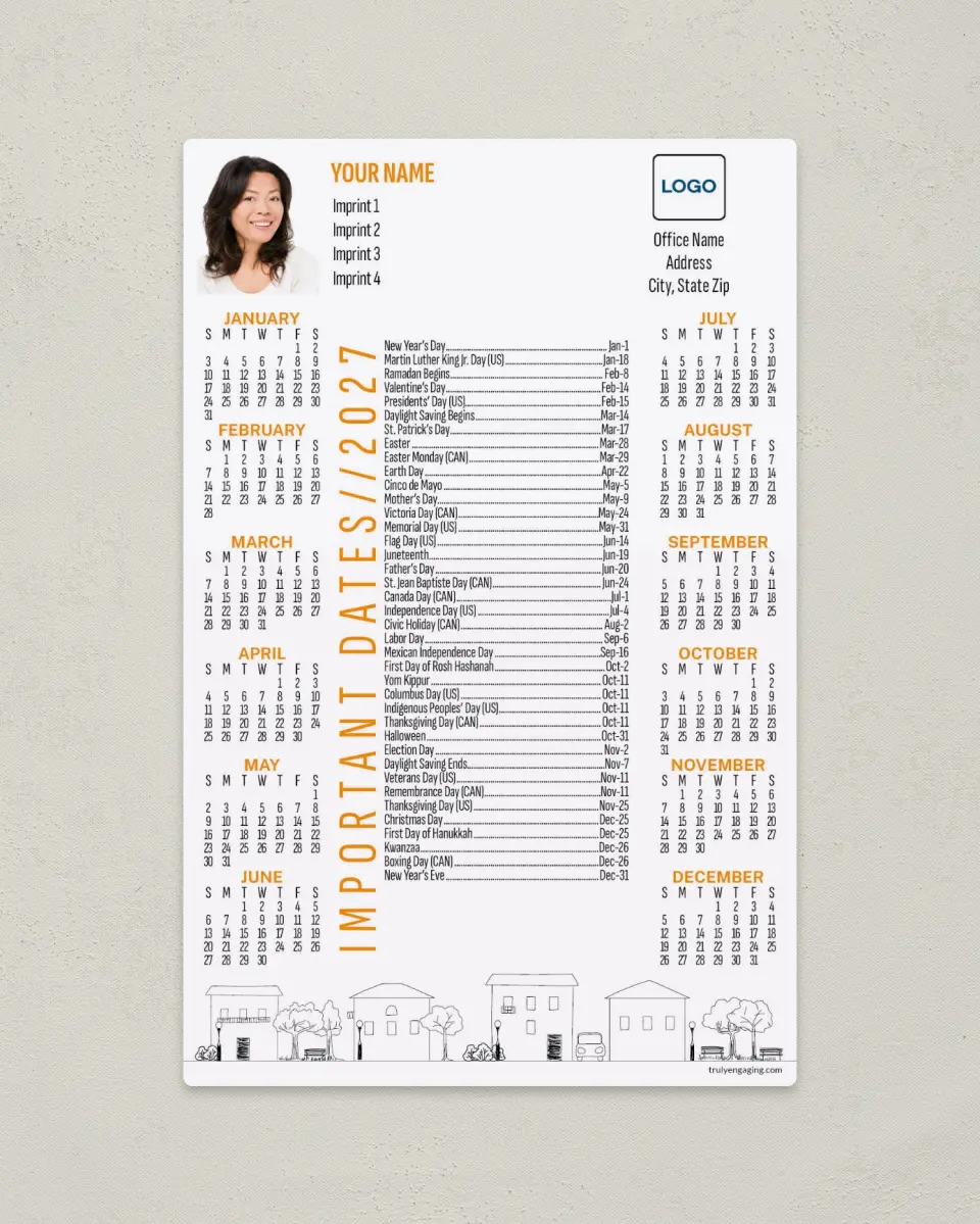 This is a 5½" x 8½" Full Magnet Calendar called City Sketch printed in full color with a Standard Gloss finish