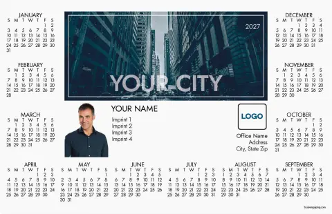 This is a 5½" x 8½" Full Magnet Calendar called City View printed in full color with a Standard Gloss finish