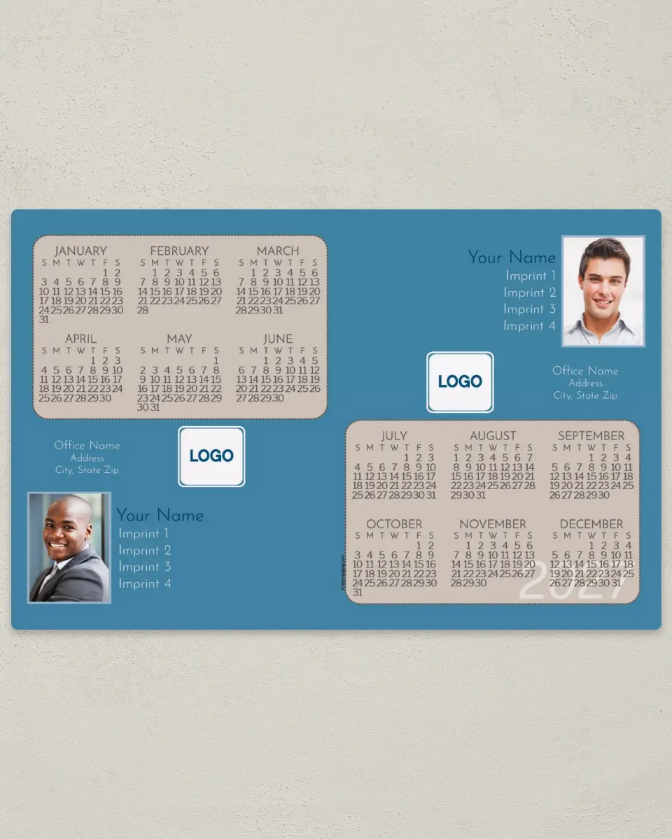 This is a 5½" x 8½" Full Magnet Calendar called On the Team, 2-Person printed in full color with a Standard Gloss finish