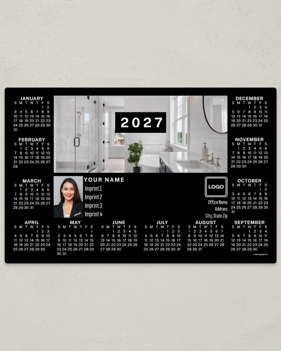 This is a 5½" x 8½" Full Magnet Calendar called Mod Interior printed in full color with a Standard Gloss finish