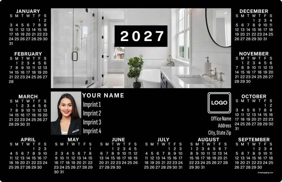 This is a 5½" x 8½" Full Magnet Calendar called Mod Interior printed in full color with Silver foil and a Soft Touch finish
