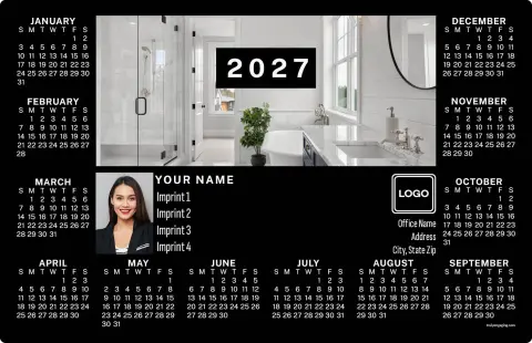 This is a 5½" x 8½" Full Magnet Calendar called Mod Interior printed in full color with a Standard Gloss finish