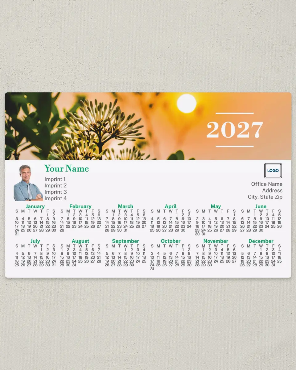 This is a 5½" x 8½" Full Magnet Calendar called Day Brightener printed in full color with a Standard Gloss finish