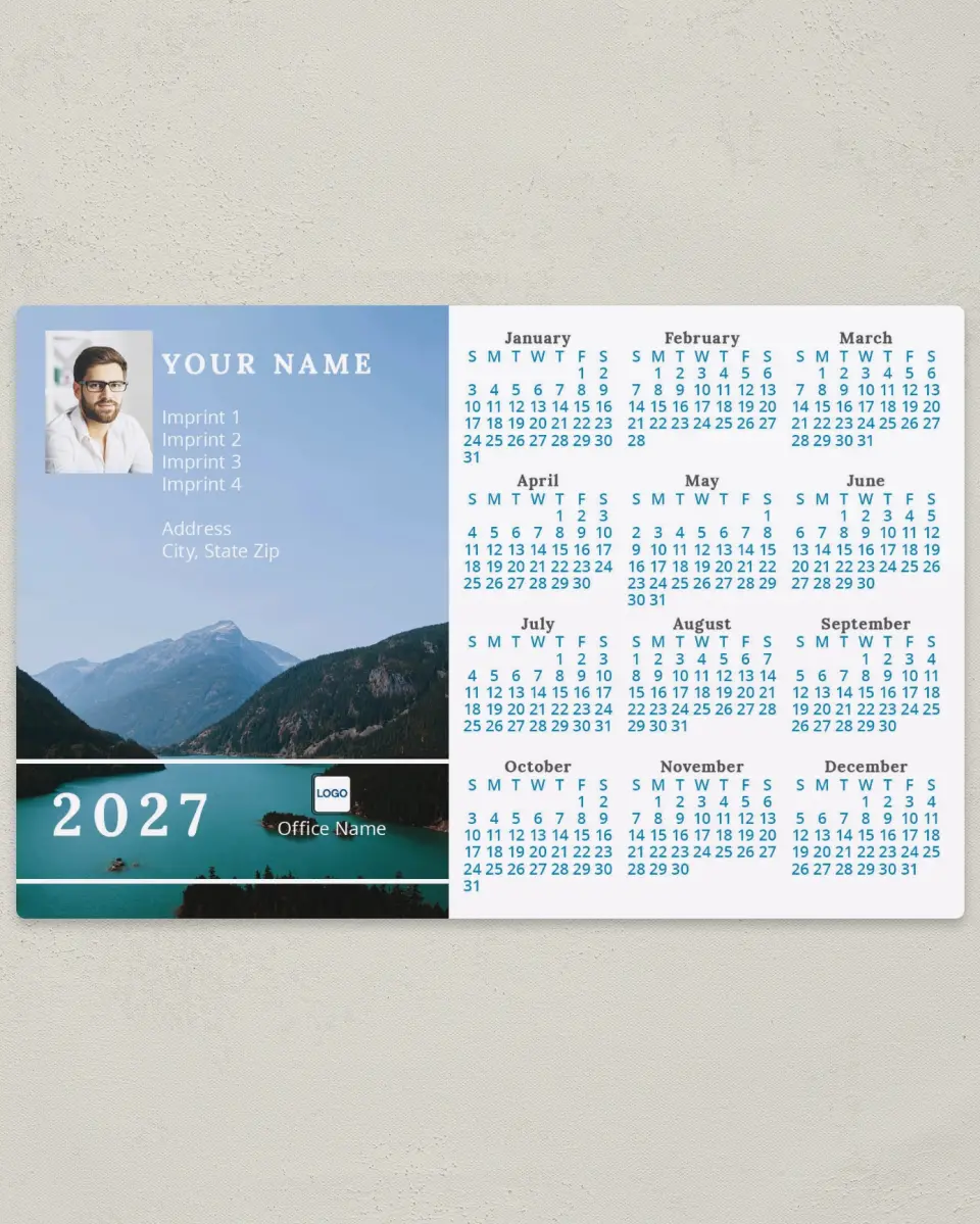 This is a 5½" x 8½" Full Magnet Calendar called Serene Scene printed in full color with a Standard Gloss finish