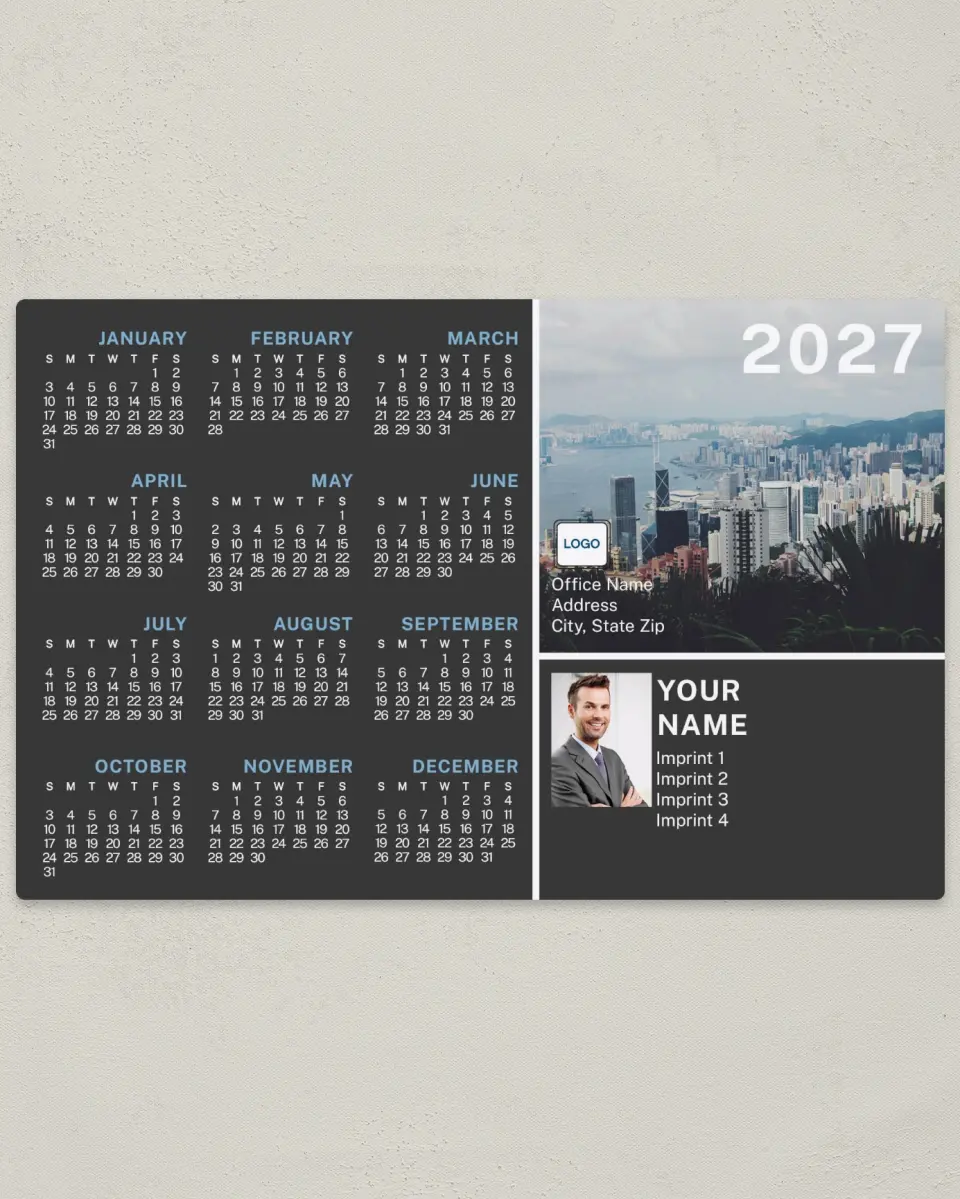 This is a 5½" x 8½" Full Magnet Calendar called City Outlook printed in full color with a Standard Gloss finish