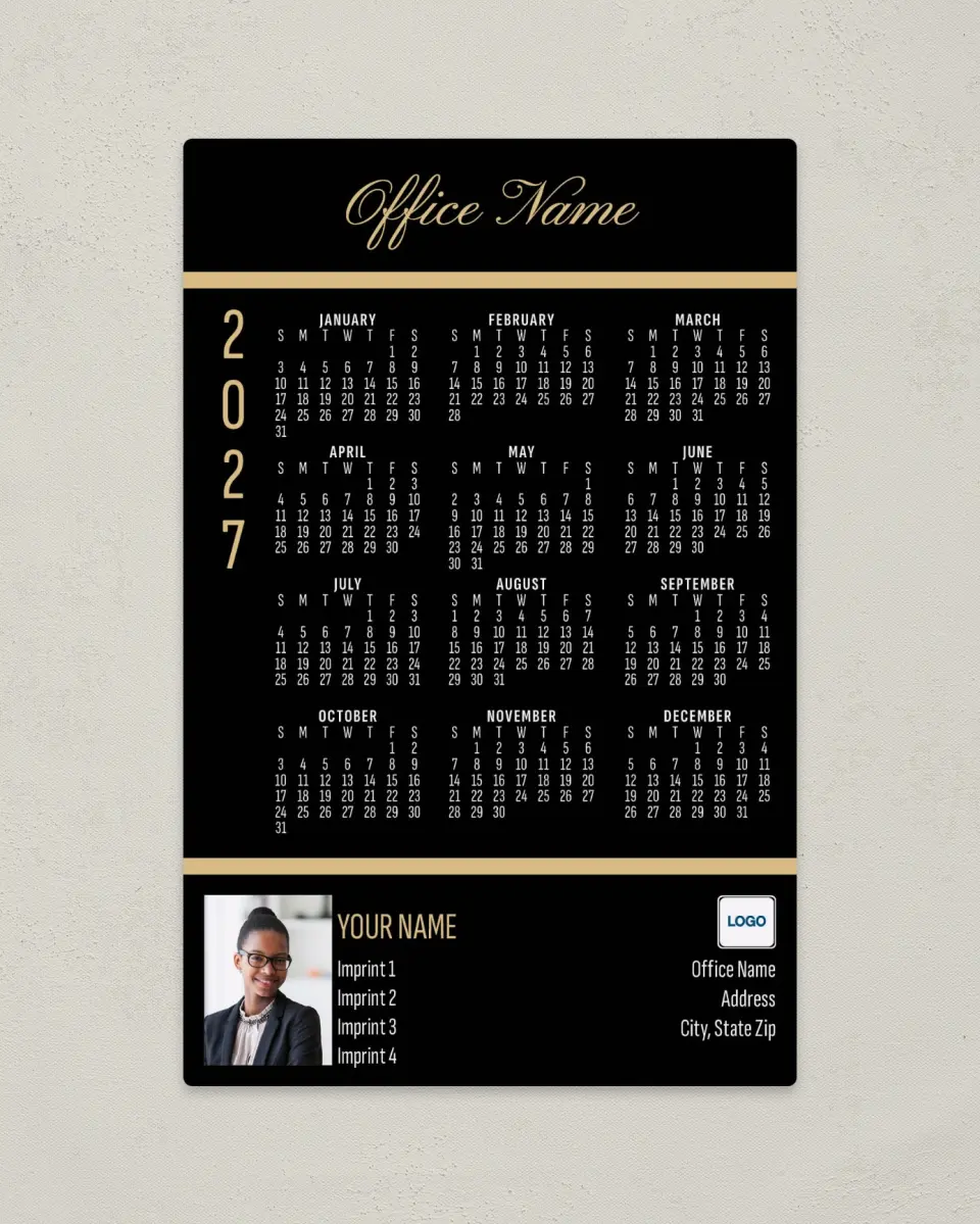 This is a 5½" x 8½" Full Magnet Calendar called Bold Elegance printed in full color with a Standard Gloss finish