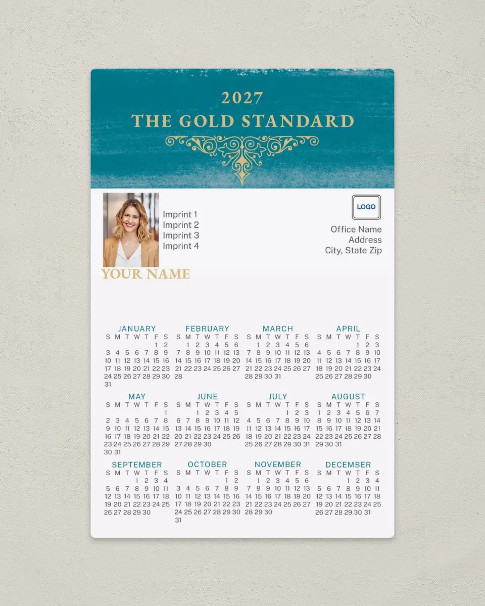 This is a 5½" x 8½" Full Magnet Calendar called Ornate Filigree printed in full color with a Standard Gloss finish