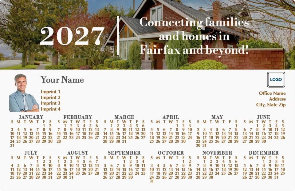 This is a 5½" x 8½" Full Magnet Calendar called Home Finder printed in full color with Silver foil and a Soft Touch finish