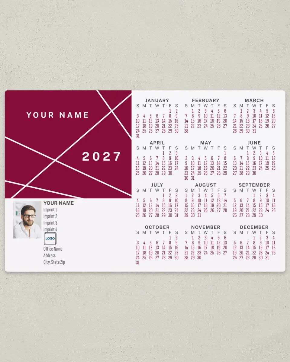 This is a 5½" x 8½" Full Magnet Calendar called Abstract Prism printed in full color with a Standard Gloss finish