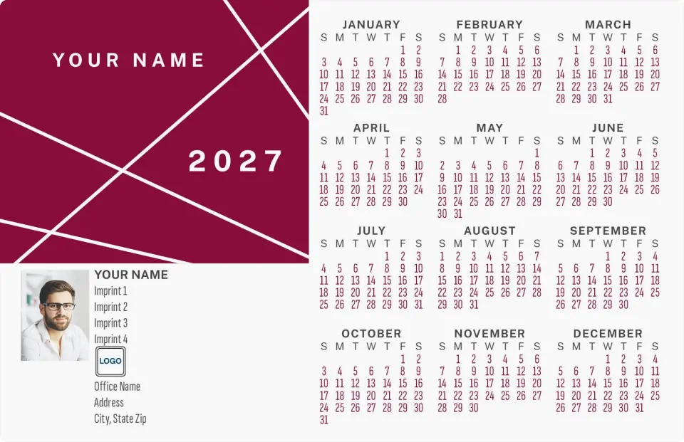 This is a 5½" x 8½" Full Magnet Calendar called Abstract Prism printed in full color with Silver foil and a Soft Touch finish