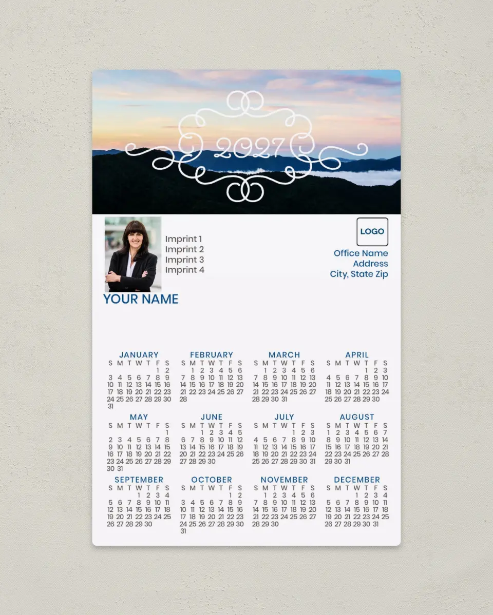 This is a 5½" x 8½" Full Magnet Calendar called Yearly Reflection printed in full color with a Standard Gloss finish