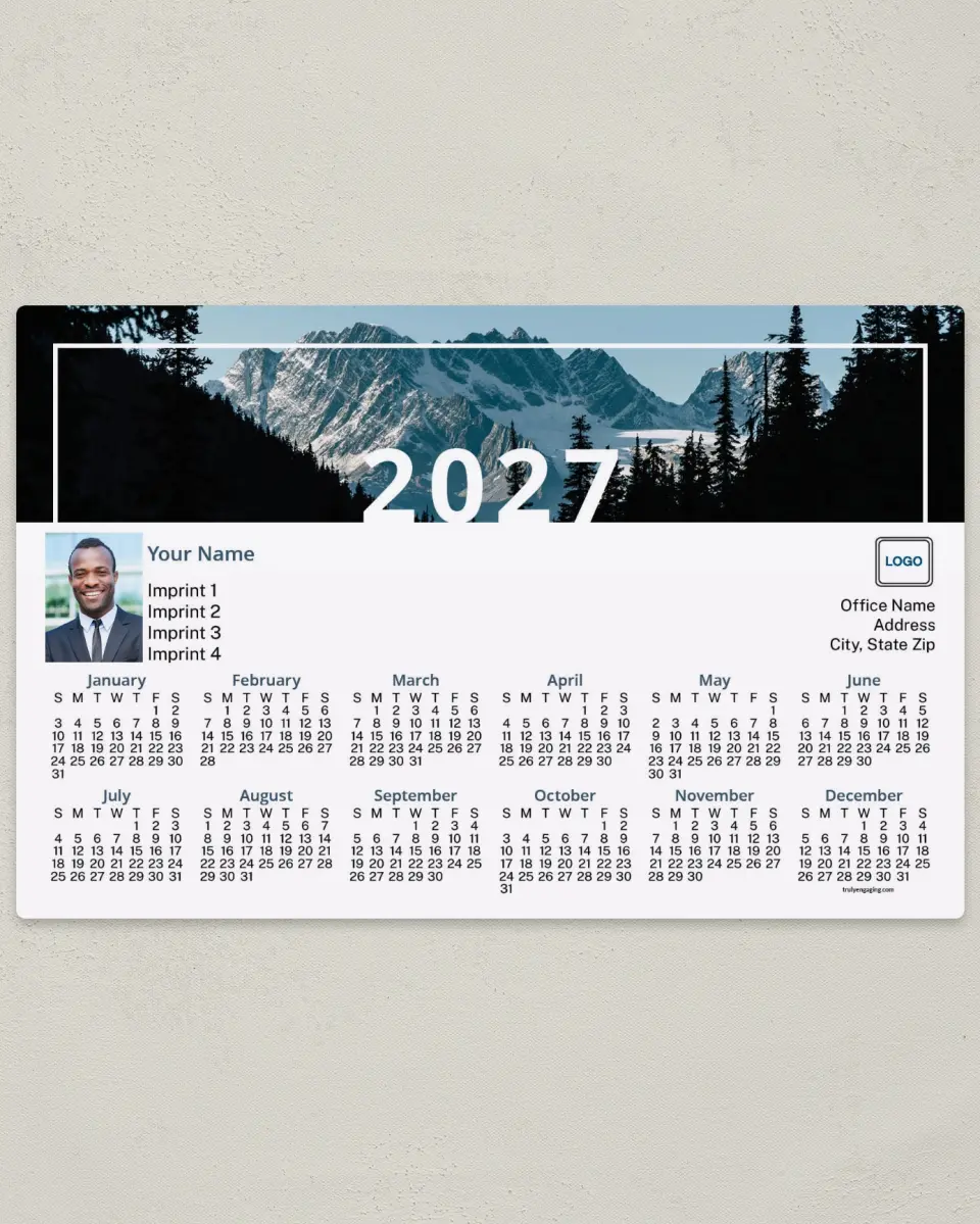 This is a 5½" x 8½" Full Magnet Calendar called Spacious Skies printed in full color with a Standard Gloss finish