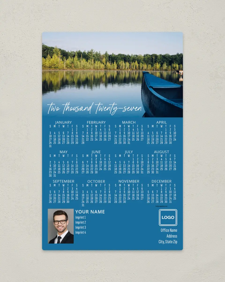 This is a 5½" x 8½" Full Magnet Calendar called Lakeside Dream printed in full color with a Standard Gloss finish