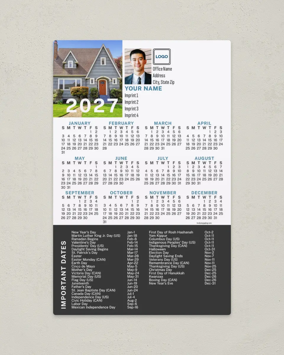 This is a 5½" x 8½" Full Magnet Calendar called Classic Curbside printed in full color with a Standard Gloss finish