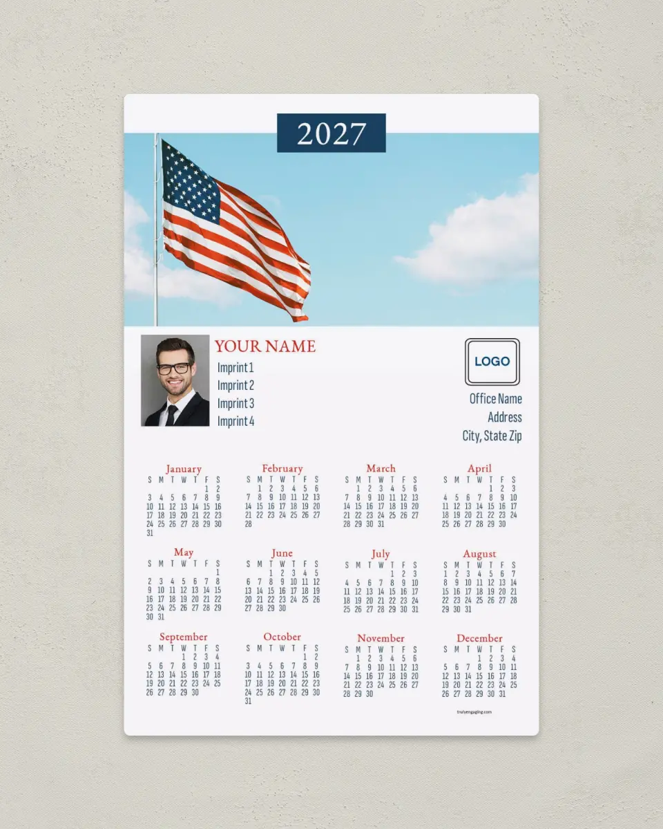 This is a 5½" x 8½" Full Magnet Calendar called Blue Skies printed in full color with a Standard Gloss finish