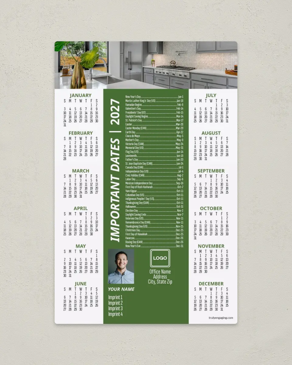 This is a 5½" x 8½" Full Magnet Calendar called Strong Column printed in full color with a Standard Gloss finish