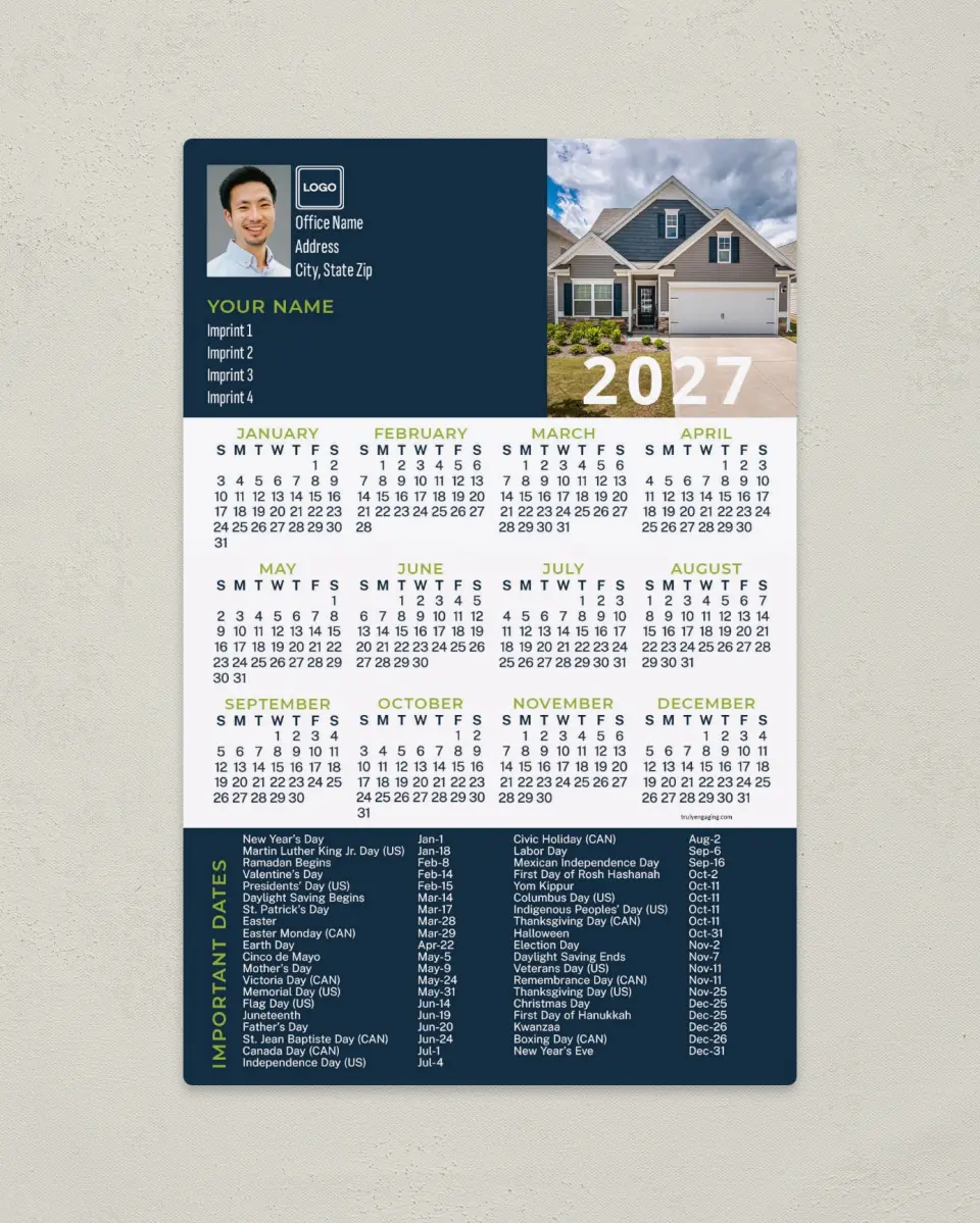 This is a 5½" x 8½" Full Magnet Calendar called Listed Home printed in full color with a Standard Gloss finish
