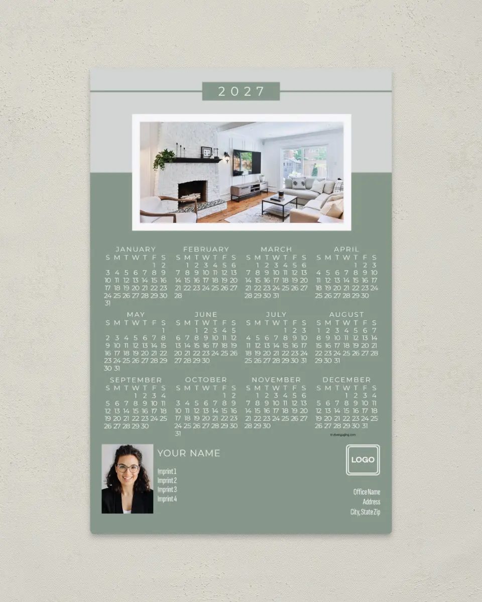 This is a 5½" x 8½" Full Magnet Calendar called Model Room printed in full color with a Standard Gloss finish