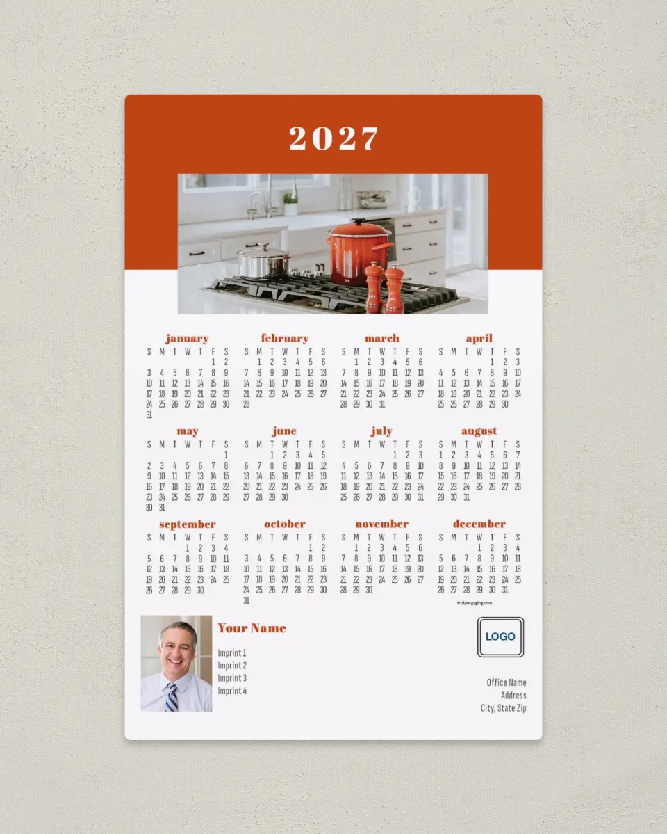 This is a 5½" x 8½" Full Magnet Calendar called Bold Kitchen printed in full color with a Standard Gloss finish