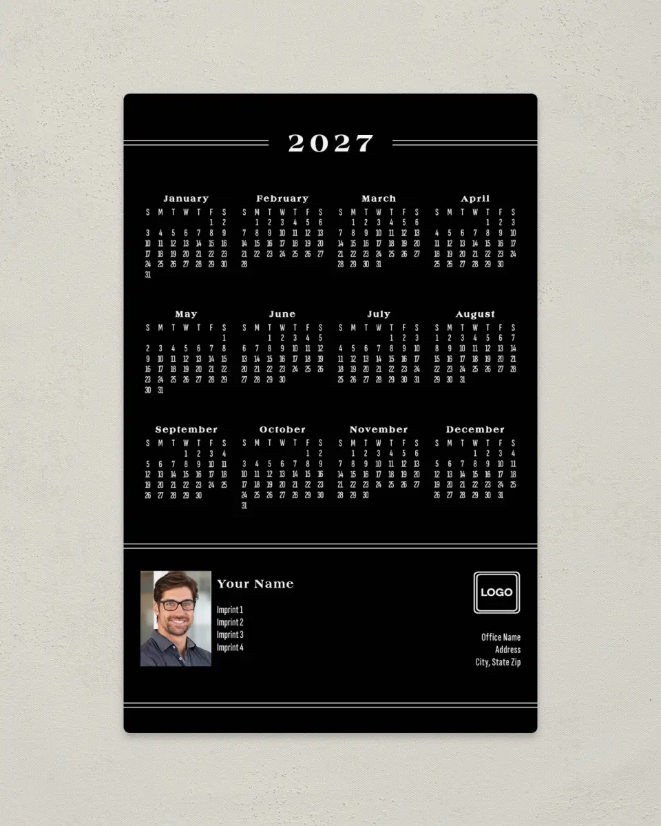 This is a 5½" x 8½" Full Magnet Calendar called Pure Record printed in full color with a Standard Gloss finish