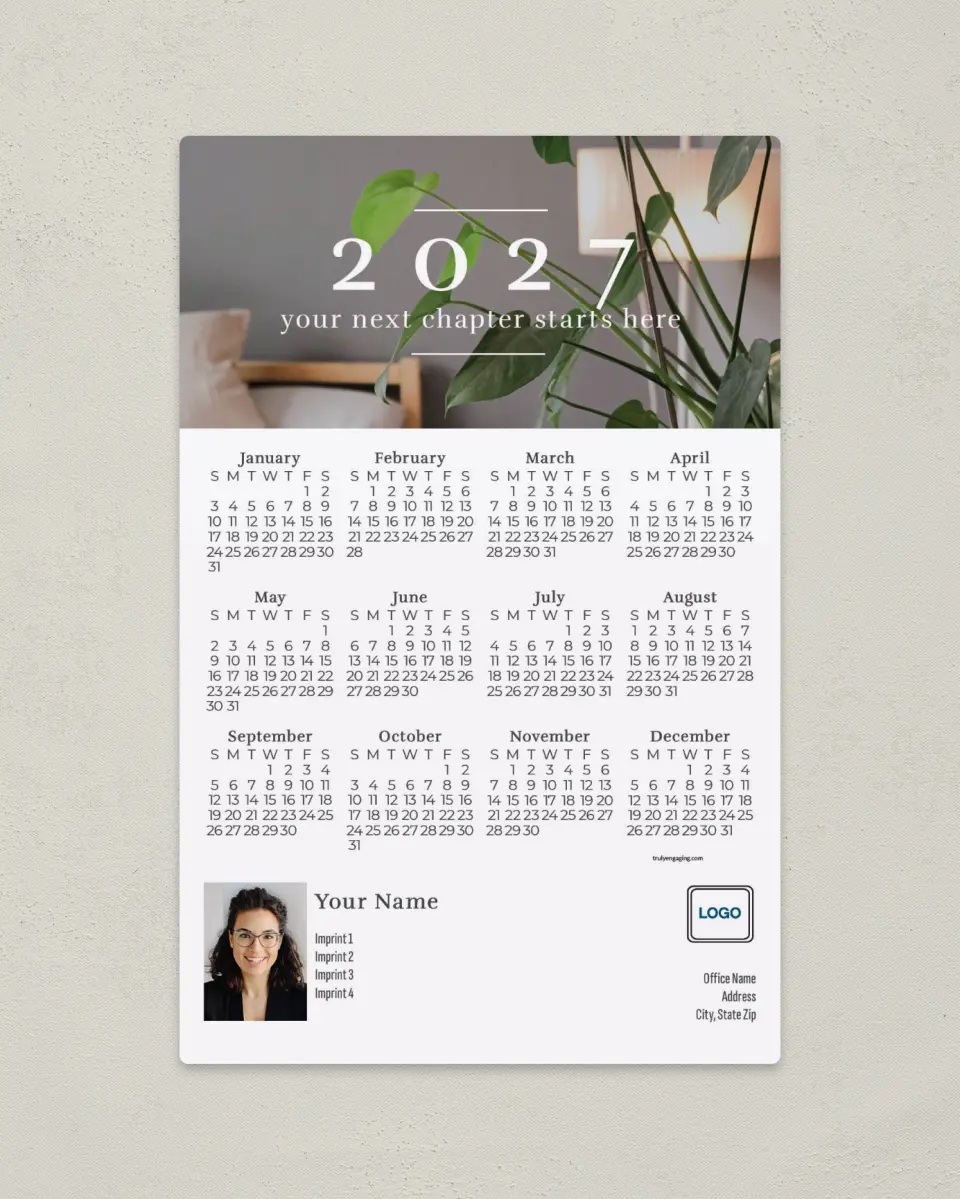 This is a 5½" x 8½" Full Magnet Calendar called Fresh Chapter printed in full color with a Standard Gloss finish